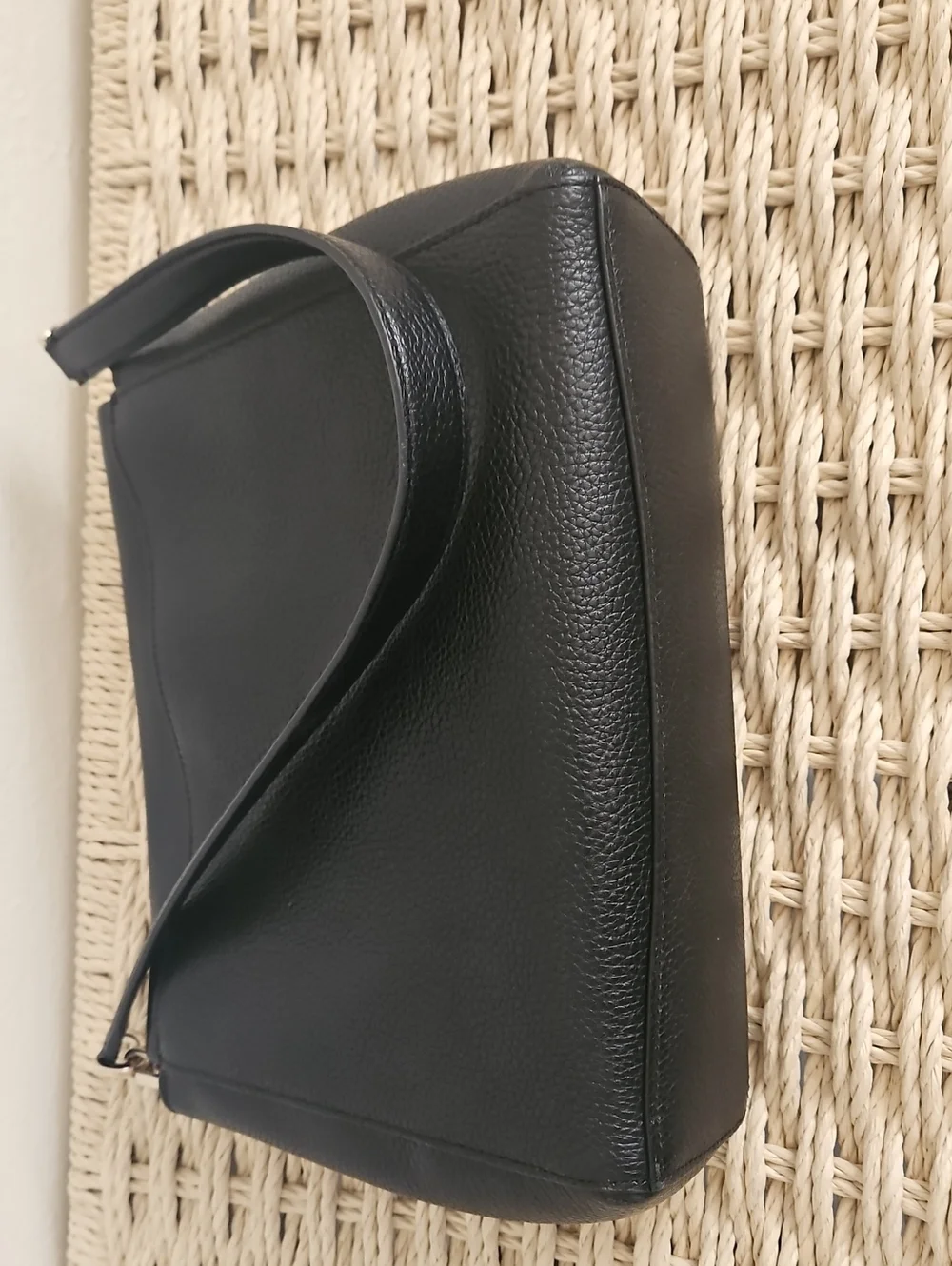 kate spade Black Pebbled Leather Shoulder Bag with Front Zip